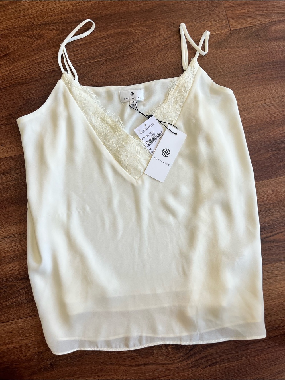 Socialite Cream Lace-Trim Slip Cami